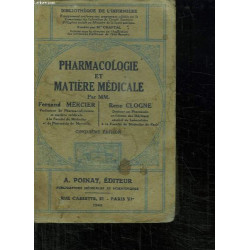 Pharmacologie et matière médicale