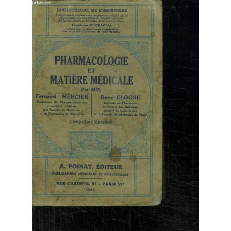 Pharmacologie et matière médicale