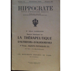 Hippocrate N°1-2 : Aperçus historiques sur la thérapeutique...