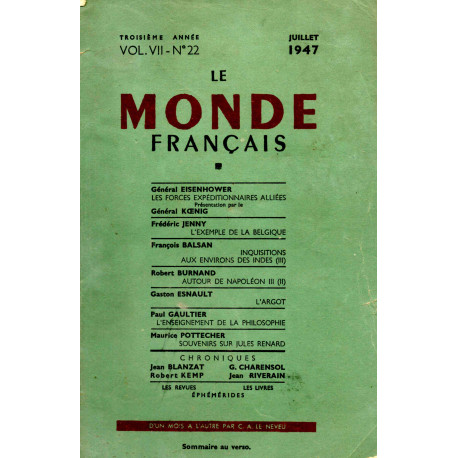 Le Monde Français Vol VII- N°22