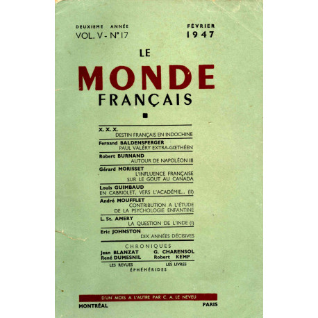 Le Monde Français Vol V- N°17
