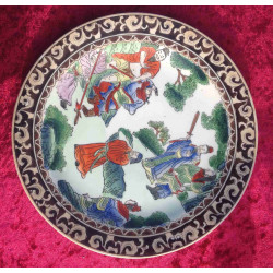 Assiette décorative chinoise peinte à la main thème Samourais