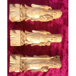 Set de 3 sages chinois en bois exotique