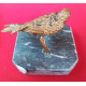 Oiseau bronze doré sur socle marbre