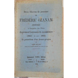 Deux œuvres de jeunesse de Frédéric Ozanam rééditées à...