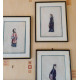 Set de 3 peintures originales asiatiques sur papier de riz période...